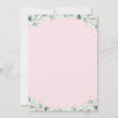 テディベアピクニックピンク金ゴールド緑誕生日 招待状 (裏面)