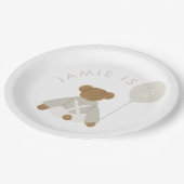 テディベアピクニックベビー誕生日招待状 ペーパープレート (アングル)