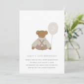 テディベアピクニックベビー誕生日招待状 招待状 (スタンド正面)