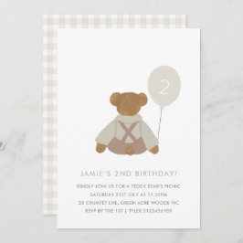 テディベアピクニックベビー誕生日招待状 招待状
