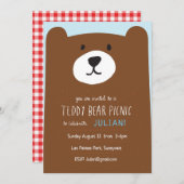 テディベアピクニック子供の誕生日パーティの招待状 招待状 (正面/裏面)