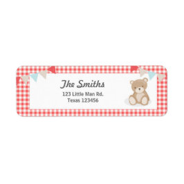 テディベアピクニック差出人住所ラベルレッドブルー ラベル