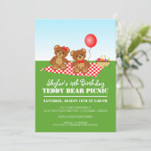 テディベアピクニック誕生日パーティーの招待 招待状 (スタンド正面)