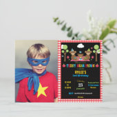 テディベアピクニック 1歳誕生日 女の子 男の子 フォト 招待状 (スタンド正面)