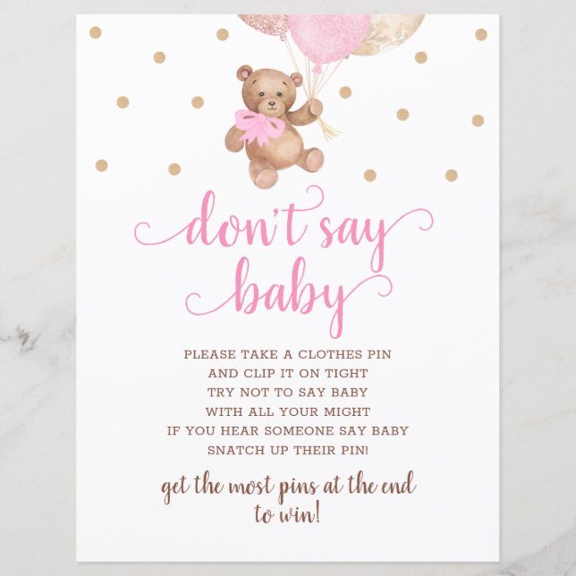 テディベアピンクと金ゴールドはベビーゲームを言わない (正面)