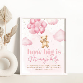 テディベアピンクどの位ママのベリーゲーム大きい ポスター