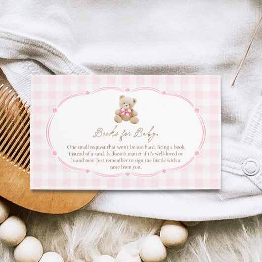 テディベアピンクギンガムブズベビー エンクロージャーカード