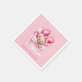 テディベアピンクタブ&バルーンガールベビーシャワー スタンダードカクテルナプキン (角)
