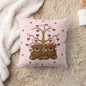 テディベアピンクハートツリー クッション (ブランケット)