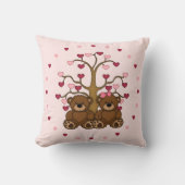 テディベアピンクハートツリー クッション (正面)