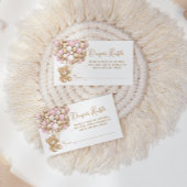 テディベアピンクハート&バルーンベビーガールシャワー エンクロージャーカード