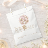 テディベアピンクハート&バルーンベビーガールシャワー フェイバーバッグ (クリップ留めされた状態)