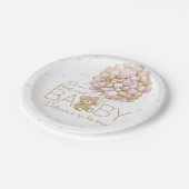 テディベアピンクハート&バルーンベビーガールシャワー ペーパープレート (アングル)