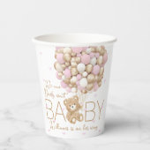 テディベアピンクハート&バルーンベビーガールシャワー 紙コップ (正面)