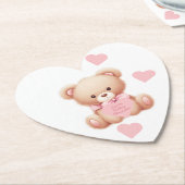 テディベアピンクハート ペーパーコースター (アングル)