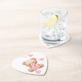 テディベアピンクハート ペーパーコースター (インサイチュ)