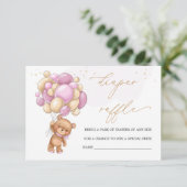 テディベアピンクバルーンおむつラッフル招待状 招待状 (スタンド正面)