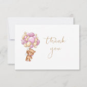 テディベアピンクバルーンおむつラッフル招待状 招待状 (裏面)