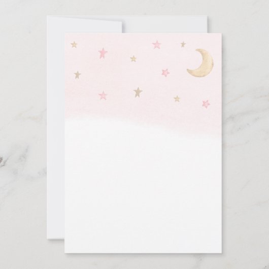 テディベアピンクバルーンクラウド&スターベビーシャワー 招待状 (裏面)