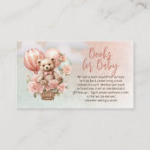 テディベアピンクバルーンベビーシャワーブックベビー エンクロージャーカード (正面)