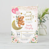 テディベアピンクバルーンベビーシャワー招待状 招待状 (スタンド正面)