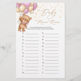 テディベアピンクバルーンベビー名レースゲーム