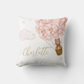 テディベアピンクバルーンベビー子供部屋 クッション (正面)