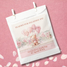 テディベアピンクバルーン女の子の誕生日ありがとう