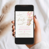 テディベアピンクバルーン赤ちゃんシャワー招待状 招待状