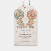 テディベアピンクブルーボーホジェンダー感謝してい表示 ギフトタグ (正面)