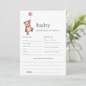 テディベアピンク予測とアドバイスベビーシャワー 招待状 (スタンド正面)