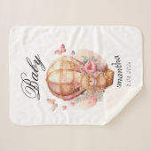 テディベアピンク熱気球ベビーシャワー シェルパブランケット (正面(横))