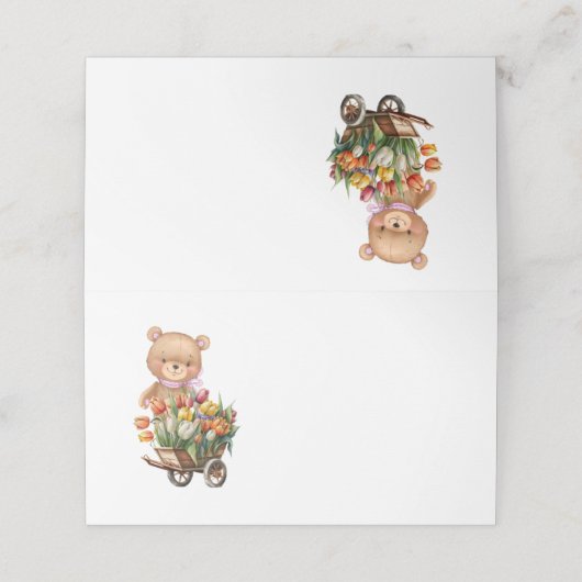 テディベアピンク素朴フローラパーティーテーブルカード プレイスカード (外部開封)