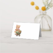 テディベアピンク素朴フローラパーティーテーブルカード プレイスカード (正面)