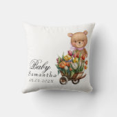 テディベアピンク素朴フローラ クッション (裏面)