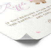 テディベアピンク赤ちゃんシャワーおむつラッフル ポスター (角)