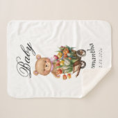 テディベアピンク赤ちゃんシャワー素朴フローラ シェルパブランケット (正面(横))
