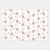 テディベアピンク赤ちゃんシャワー ラッピングペーパーシート (正面)