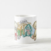 テディベアファミリークリスマスモーニング コーヒーマグカップ (中央)