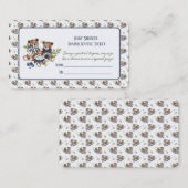 テディベアファミリー男の赤ちゃんシャワーおむつラッフル エンクロージャーカード (正面/裏面)