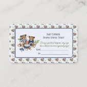 テディベアファミリー男の赤ちゃんシャワーおむつラッフル エンクロージャーカード (正面)