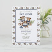 テディベアファミリー男の赤ちゃんシャワー 招待状 (スタンド正面)