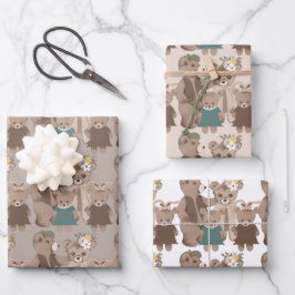 テディベアファミリー ラッピングペーパーシート