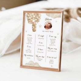 テディベアファースト誕生日インフォグラフィックマイルストーン ポスター