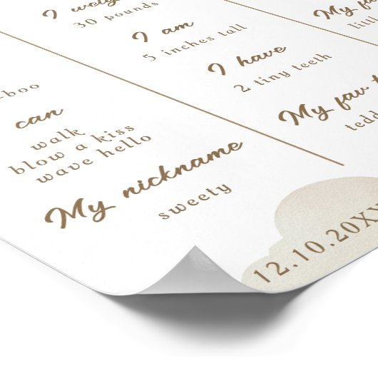 テディベアファースト誕生日インフォグラフィックマイルストーン ポスター (角)