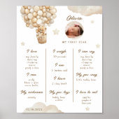 テディベアファースト誕生日インフォグラフィックマイルストーン ポスター (正面)