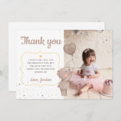 テディベアファースト誕生日サンキューカード 招待状 (正面/裏面)