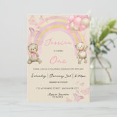 テディベアファースト誕生日パーティーへの招待 招待状 (スタンド正面)