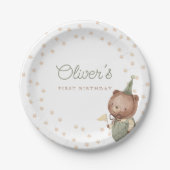 テディベアファースト誕生日パーティー ペーパープレート (正面)