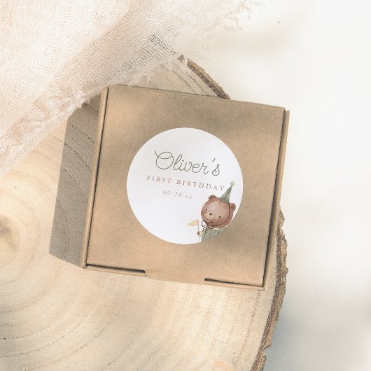 テディベアファースト誕生日パーティー ラウンドシール